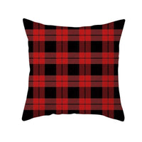 HKM-999699 Classic Red Plaid Christmas Pillow Cover for Home Decor, 45x45cm Polyester Cushion Case