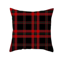 HKM-999699 Classic Red Plaid Christmas Pillow Cover for Home Decor, 45x45cm Polyester Cushion Case