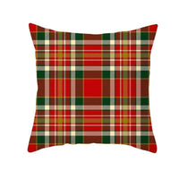 HKM-999699 Classic Red Plaid Christmas Pillow Cover for Home Decor, 45x45cm Polyester Cushion Case
