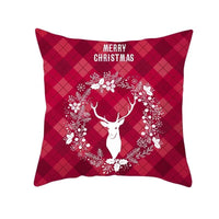 HKM-999699 Classic Red Plaid Christmas Pillow Cover for Home Decor, 45x45cm Polyester Cushion Case