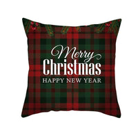 HKM-999699 Classic Red Plaid Christmas Pillow Cover for Home Decor, 45x45cm Polyester Cushion Case
