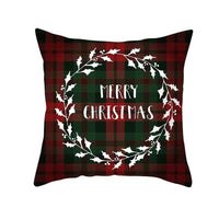 HKM-999699 Classic Red Plaid Christmas Pillow Cover for Home Decor, 45x45cm Polyester Cushion Case