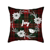 HKM-999699 Classic Red Plaid Christmas Pillow Cover for Home Decor, 45x45cm Polyester Cushion Case