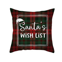 HKM-999699 Classic Red Plaid Christmas Pillow Cover for Home Decor, 45x45cm Polyester Cushion Case