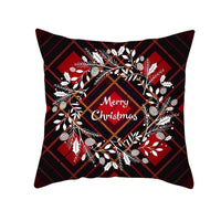 HKM-999699 Classic Red Plaid Christmas Pillow Cover for Home Decor, 45x45cm Polyester Cushion Case