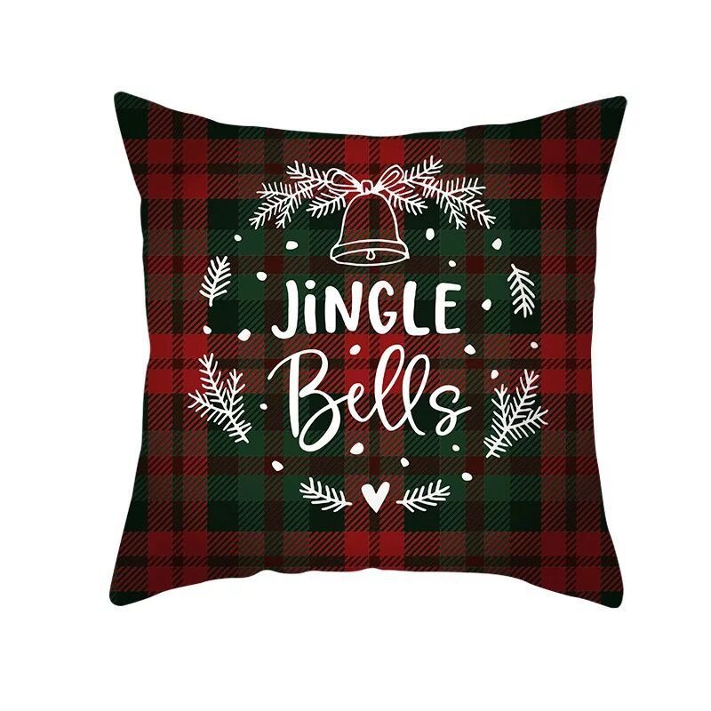 HKM-999699 Classic Red Plaid Christmas Pillow Cover for Home Decor, 45x45cm Polyester Cushion Case
