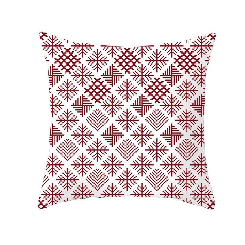 HKM-999699 Classic Red Plaid Christmas Pillow Cover for Home Decor, 45x45cm Polyester Cushion Case