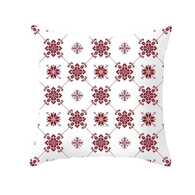 HKM-999699 Classic Red Plaid Christmas Pillow Cover for Home Decor, 45x45cm Polyester Cushion Case