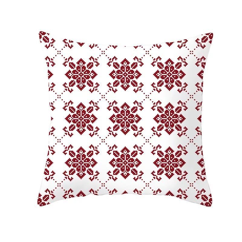 HKM-999699 Classic Red Plaid Christmas Pillow Cover for Home Decor, 45x45cm Polyester Cushion Case