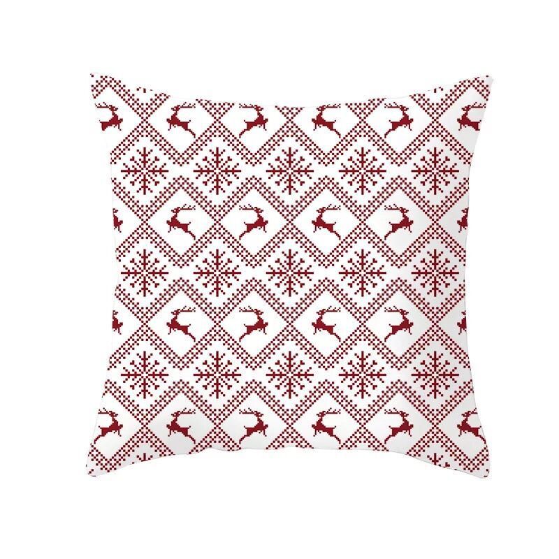 HKM-999699 Classic Red Plaid Christmas Pillow Cover for Home Decor, 45x45cm Polyester Cushion Case