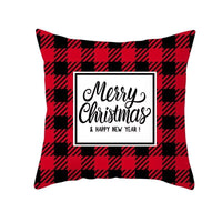 HKM-999699 Classic Red Plaid Christmas Pillow Cover for Home Decor, 45x45cm Polyester Cushion Case