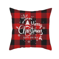 HKM-999699 Classic Red Plaid Christmas Pillow Cover for Home Decor, 45x45cm Polyester Cushion Case