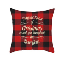 HKM-999699 Classic Red Plaid Christmas Pillow Cover for Home Decor, 45x45cm Polyester Cushion Case