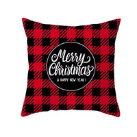 HKM-999699 Classic Red Plaid Christmas Pillow Cover for Home Decor, 45x45cm Polyester Cushion Case