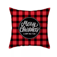 HKM-999699 Classic Red Plaid Christmas Pillow Cover for Home Decor, 45x45cm Polyester Cushion Case