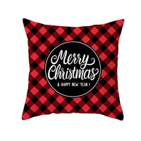 HKM-999699 Classic Red Plaid Christmas Pillow Cover for Home Decor, 45x45cm Polyester Cushion Case