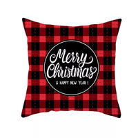 HKM-999699 Classic Red Plaid Christmas Pillow Cover for Home Decor, 45x45cm Polyester Cushion Case