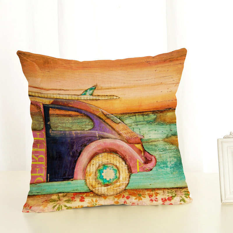 HKM-999763 Digital Printing Cotton and Linen Throw Pillow Cover - 45x45cm, PP Cotton Filling
