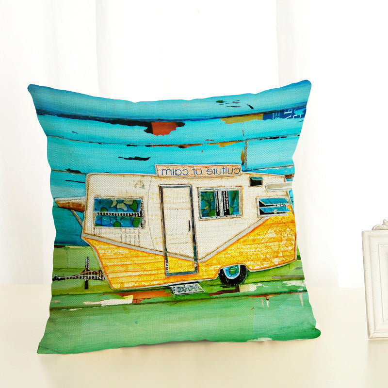 HKM-999763 Digital Printing Cotton and Linen Throw Pillow Cover - 45x45cm, PP Cotton Filling