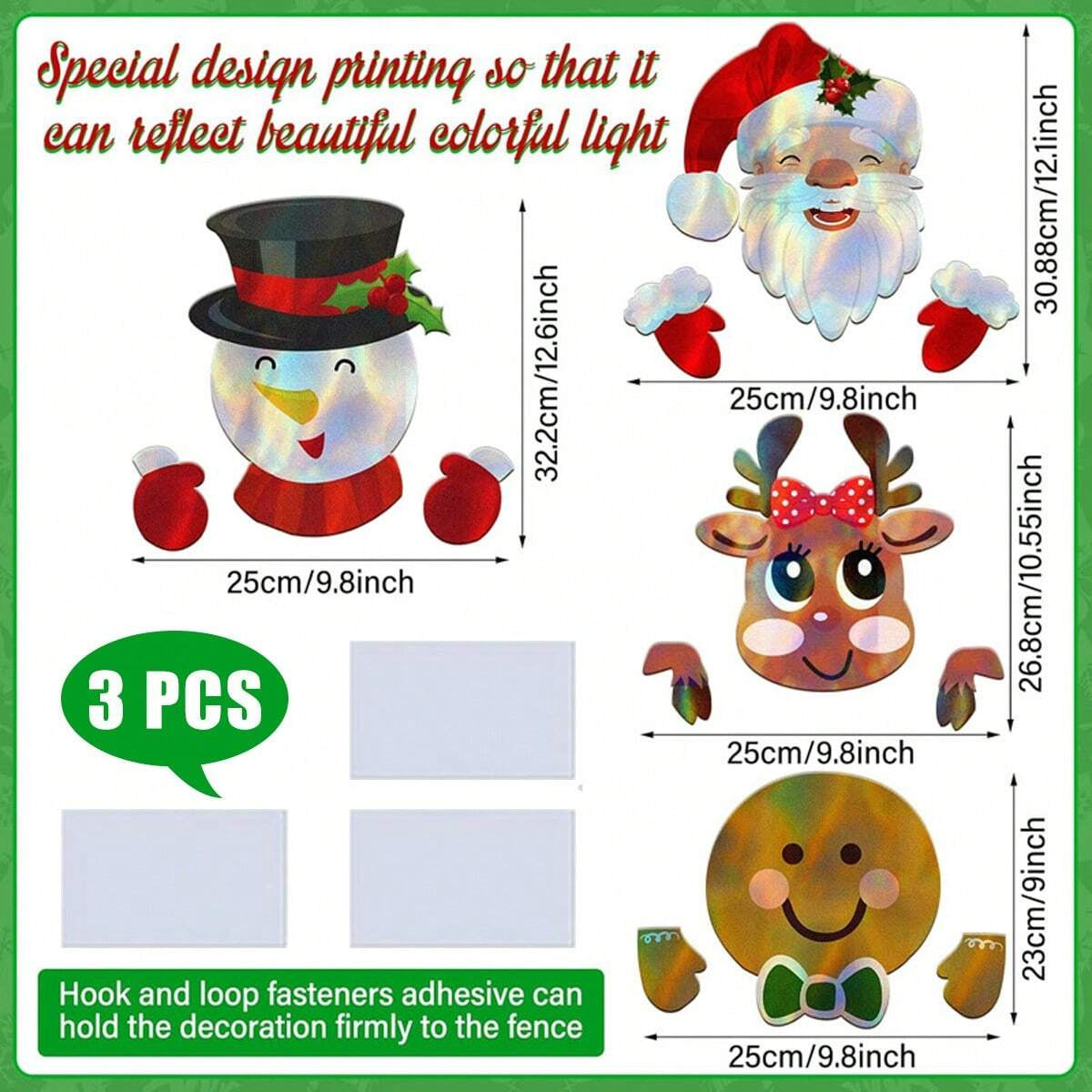 HKM-999763 Santa Claus and Snowman Fence Peeker Decoration for Outdoor Christmas Decor