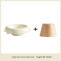 HKM-999827 Ceramic Cat Food Bowl with Wooden Base – Various Colors Available (250ml)