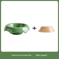 HKM-999827 Ceramic Cat Food Bowl with Wooden Base – Various Colors Available (250ml)