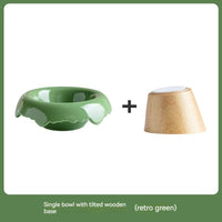 HKM-999827 Ceramic Cat Food Bowl with Wooden Base – Various Colors Available (250ml)