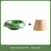 HKM-999827 Ceramic Cat Food Bowl with Wooden Base – Various Colors Available (250ml)