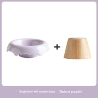 HKM-999827 Ceramic Cat Food Bowl with Wooden Base – Various Colors Available (250ml)