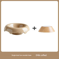 HKM-999827 Ceramic Cat Food Bowl with Wooden Base – Various Colors Available (250ml)