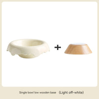 HKM-999827 Ceramic Cat Food Bowl with Wooden Base – Various Colors Available (250ml)