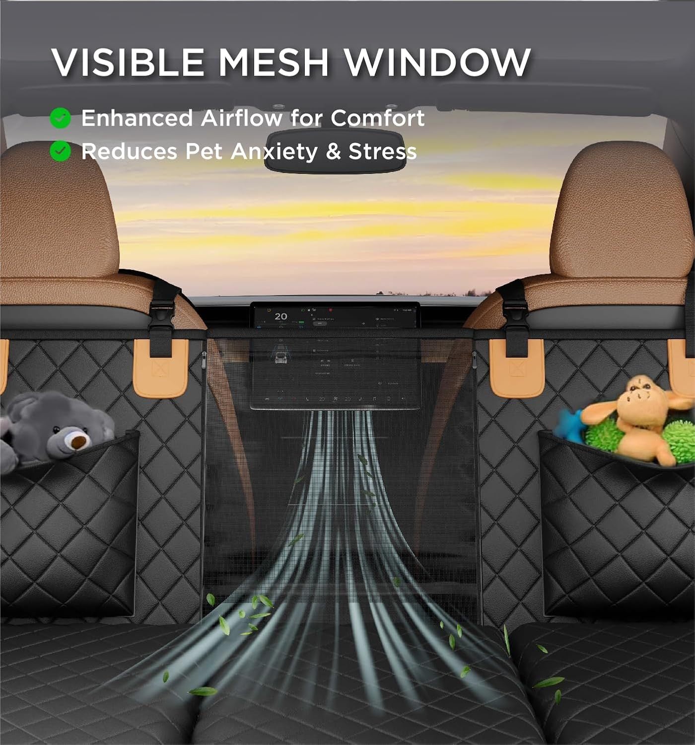 HKM-999827 Waterproof Dog Car Back Seat Cover with Extra Space, Non-Slip Design and Easy Installation