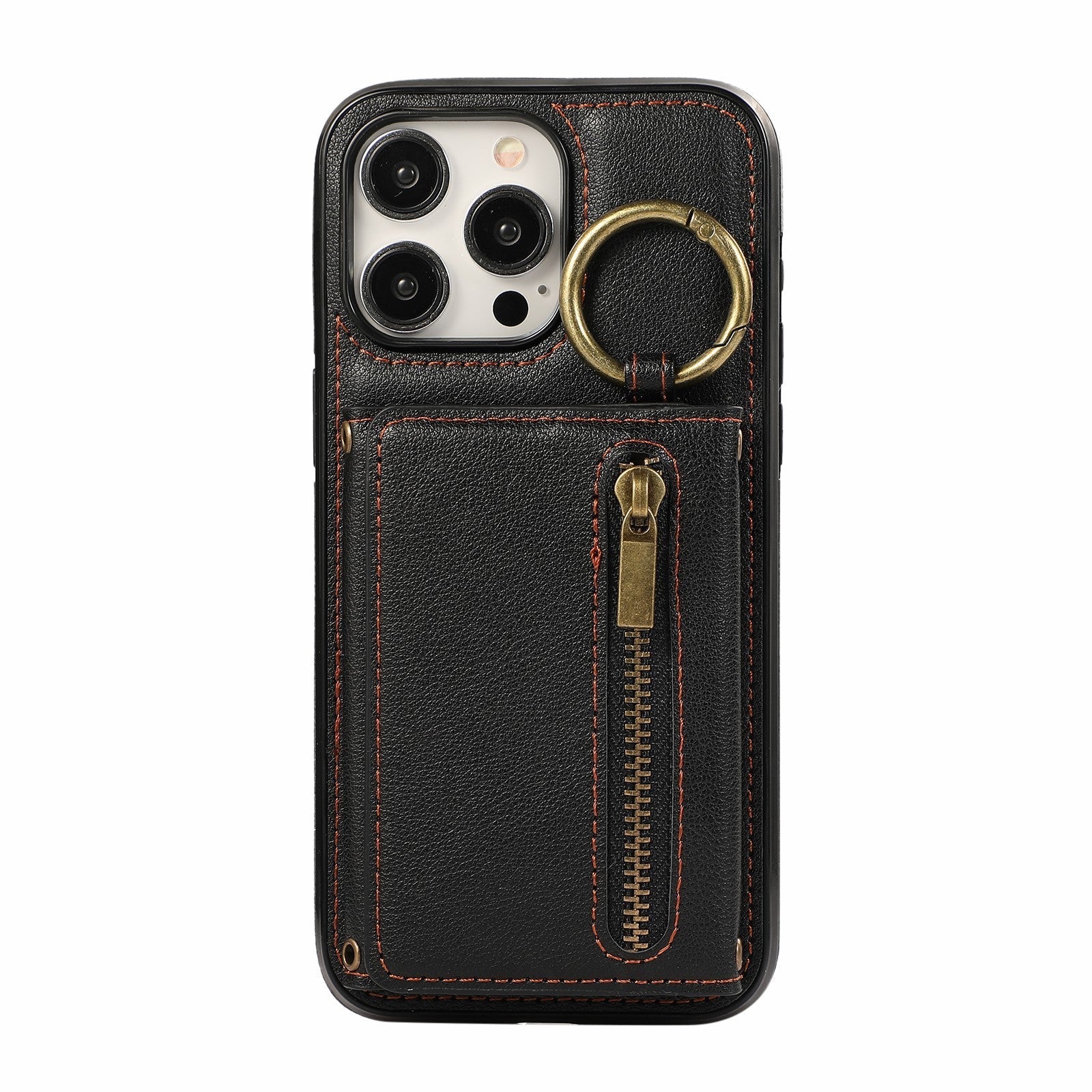 HKM-999891 Iphone 16 Crossbody Tri-fold Mobile Phone Case with Card Holder and Zipper Closure