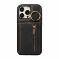 HKM-999891 Iphone 16 Crossbody Tri-fold Mobile Phone Case with Card Holder and Zipper Closure