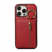 HKM-999891 Iphone 16 Crossbody Tri-fold Mobile Phone Case with Card Holder and Zipper Closure