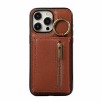HKM-999891 Iphone 16 Crossbody Tri-fold Mobile Phone Case with Card Holder and Zipper Closure
