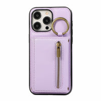 HKM-999891 Iphone 16 Crossbody Tri-fold Mobile Phone Case with Card Holder and Zipper Closure
