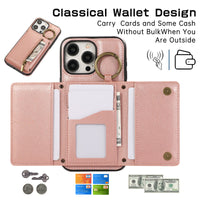 HKM-999891 Iphone 16 Crossbody Tri-fold Mobile Phone Case with Card Holder and Zipper Closure