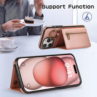 HKM-999891 Iphone 16 Crossbody Tri-fold Mobile Phone Case with Card Holder and Zipper Closure