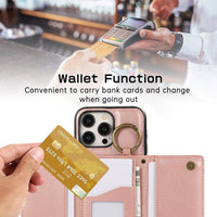 HKM-999891 Iphone 16 Crossbody Tri-fold Mobile Phone Case with Card Holder and Zipper Closure