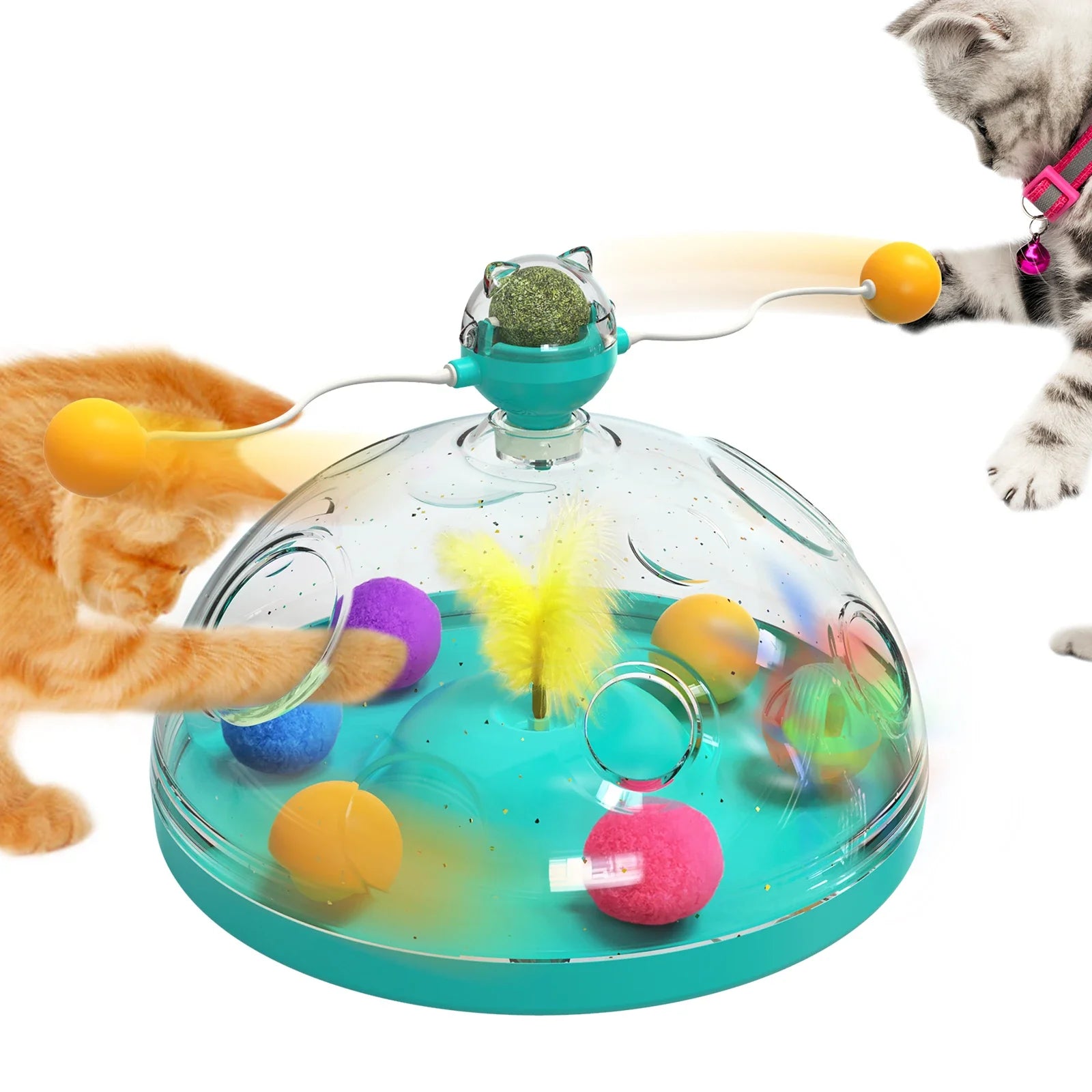 HKM-013971 Interactive Spinning Cat Toy for Engaging Play and Training