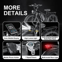 HKM-0015827 Fat Tire Electric Bike 750W Motor 48V 25Ah Battery 37 Mile Range 26-Inch Tires Hydraulic Disc Brakes Full Suspension Dual