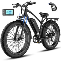 HKM-0081363 750W 48V 18Ah Up to 28 Miles 26-Inch Fat Tires Disc Brakes 7-Speed Removable Battery All-Terrain Tire E-Bike for