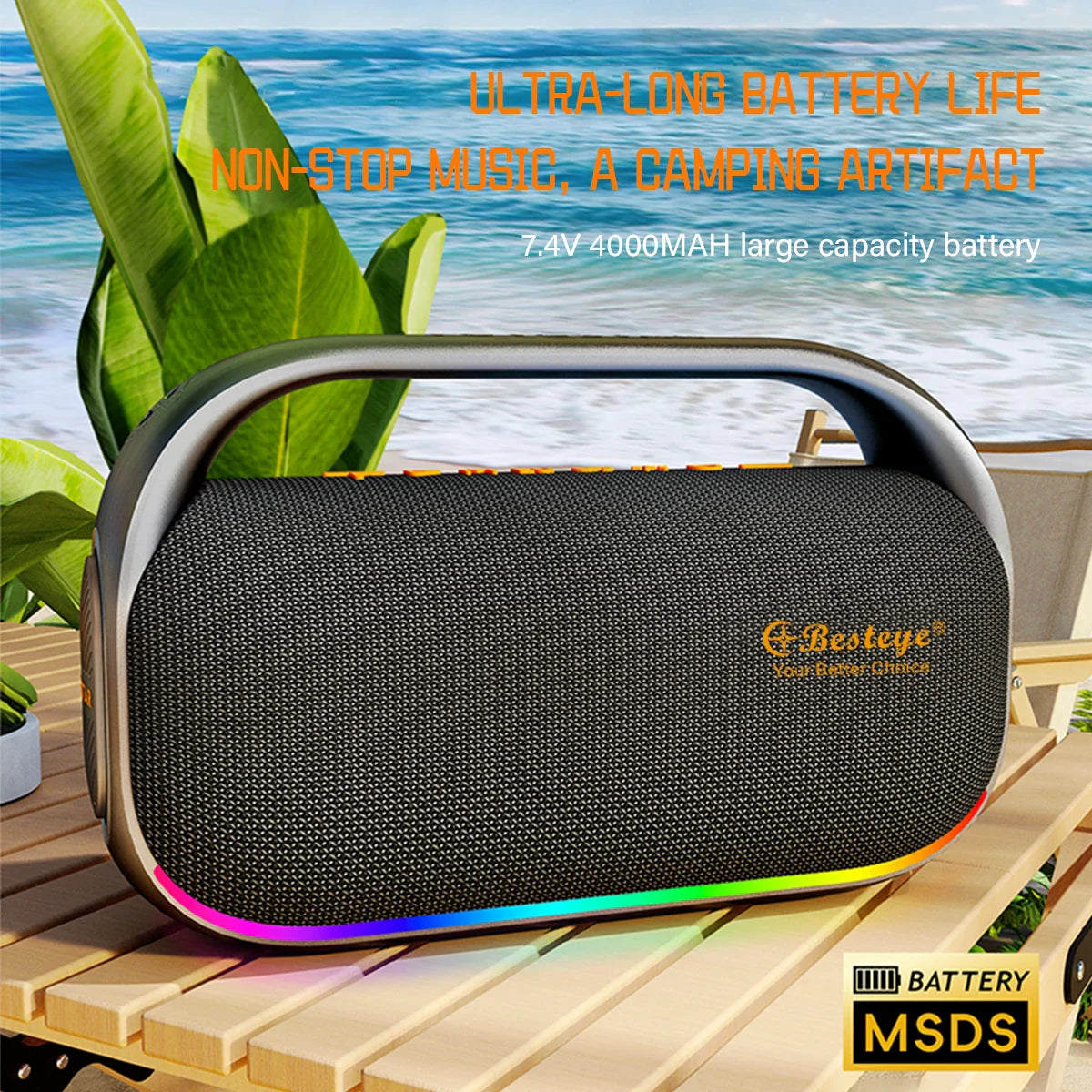 KTX-038163 Portable 80W Wireless Speaker with TWS Function and TF Card Support for Outdoor Use