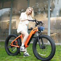 HKM-7516883 Step-Through Fat Tire Electric Bike, 250W Motor with 750W Peak, 48V 15Ah Battery, 26 x 4 in Tires, 7 Speed