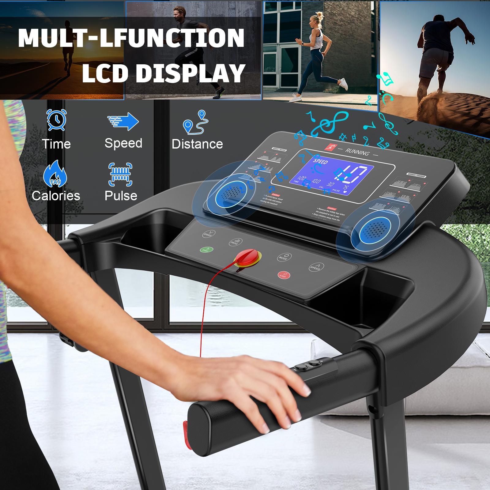 HKM-047251 Adjustable Incline Indoor Treadmill with Easy-to-Move Wheels for All Fitness Levels