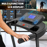 HKM-047251 Adjustable Incline Indoor Treadmill with Easy-to-Move Wheels for All Fitness Levels