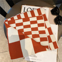 Women's Color-blocked Trendy Plaid Shawl - Classic Red And White Plaid-180cm