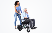 HKM-5337555 Folding Electric Wheelchair Dual 250W Motors 24V 12Ah Battery 12.4 Mile Range 265 lb Capacity Aluminum Frame