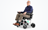 HKM-0848339 Light Folding Electric Wheelchair Dual 180W Motors 24V Dual Battery 12.4 Mile Range 265 lb Capacity Aluminum